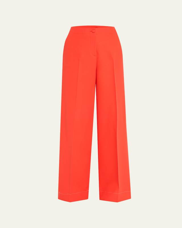 Camilla Wide Leg Silk Wool Trousers
